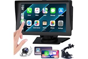 EYETOO Wireless Carplay & Android Auto Car Stereo with Rear Backup Camera, 7 Inch Portable Car Audio with Bluetooth 5.0,Car Radio Receiver with Touch Screen,Hands-Free Calling,Siri/Google/AUX/FM/GPS/Airplay