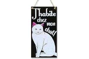 CARISPIBET J'habite chez mon chat | enseignes pour la maison panneaux décoratives décoration d'interieurs 30 x 15 cm
