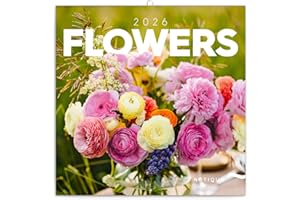 NOTIQUE Calendrier mural 2026 - Motif floral - Avec calendrier mensuel - 30 x 30 cm (30 x 60 cm) ouvert