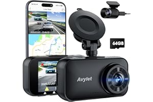 Avylet Dash Cam Auto 4K/2.5K+1080P,5GHz WiFi Doppia Dashcam Con 64G Scheda,Telecamera per Auto IPS 2.8”,ADAS Corsia Assist,170° Grandangolo,24H Parcheggio,Visione Notturna,G-Sensor,Registrazione Ciclo