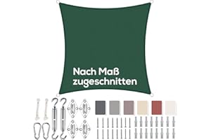 Aiyaoo Sonnensegel Wasserdicht Quadrat im Viele Größe und Farben, mit Befestigungs Kit PES Polyester, Sonnenschutz 95% UV Schutz, Reißfest Wetterfest für Terrasse Garten- 2x2m Grün