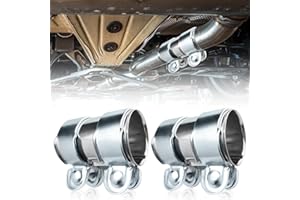 VAILEAL 2 PCS Exhaust Clamp: 50x95mm Stainless Steel Adjustable Exhaust Clamps Exhaust Pipe Sleeve Connector, Automobile Exhaust Pipe Sleeve Connector Clamp Coupler, Exhaust Pipe Connector Fits Most Models
