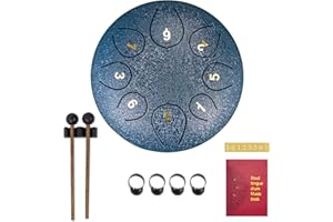 SONARIN Tamburo in Acciaio 8 Note 6 Pollici,Handpan Steel Tongue Drum Strumento a Percussione Steel Pan con Borsa per il Trasporto,2 Bacchette,Libro di Musica,4 Plettri,per Adulti Bambini(Blu Scuro)