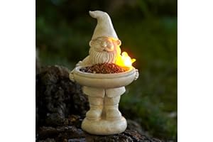 Yeomoo Divertido enano de jardín, bebedero para pájaros con figuras solares de jardín: enano de jardín, comedero para pájaros, decoración de jardín para exterior, exterior, resistente a la intemperie,