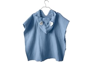 MIMUSELINA Poncho Asciugamano per Bambini – Accappatoio Neonato in Mussola – Poncho Leggero e Assorbente, Asciugatura Rapida – Asciugamano Mare Bambino (Blu)