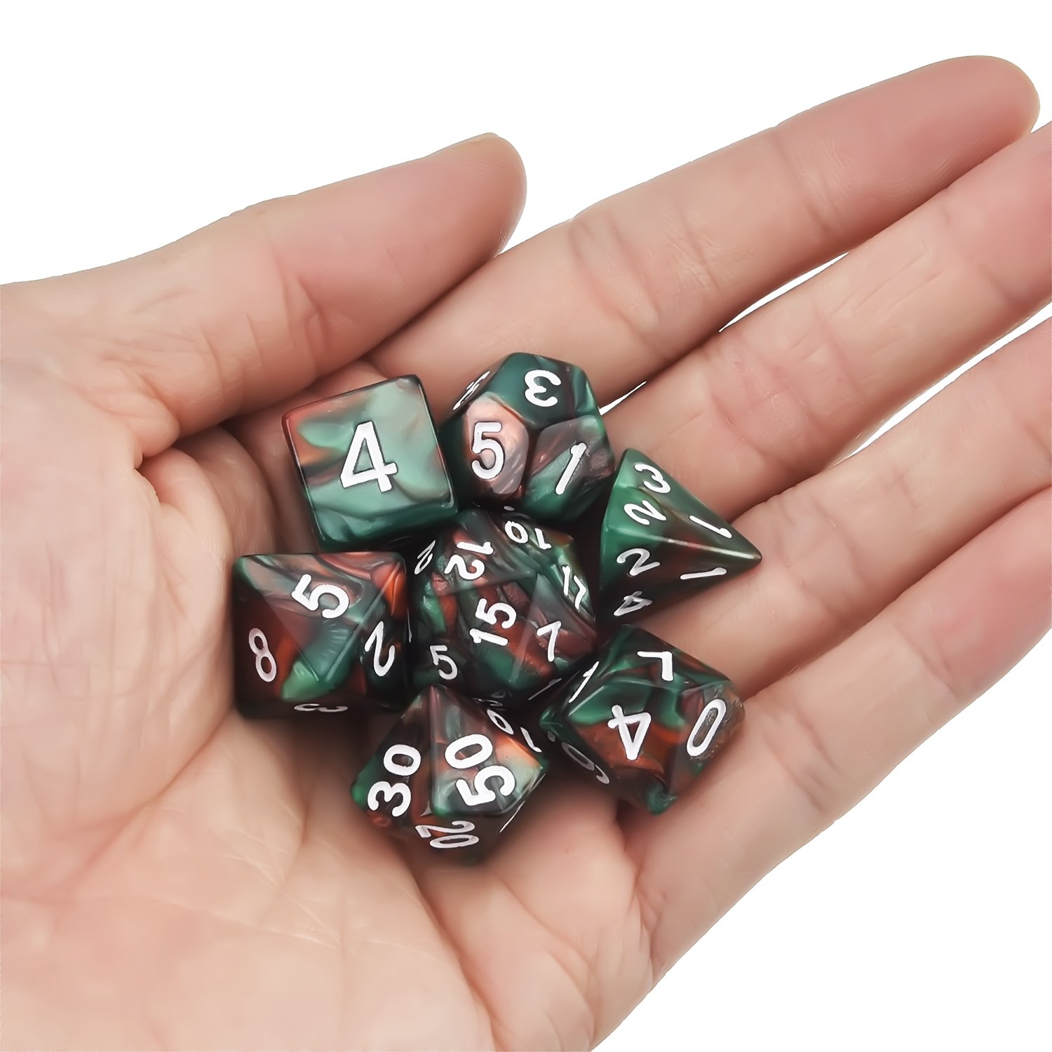 eBoot Dados Poliédricos Set de 7-Dados para Dungeons y Dragons con Bolsa Negra (Rojo Verde) - Imagen 5