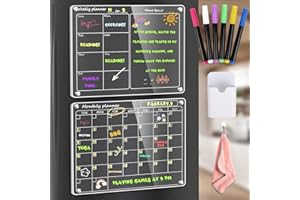 YIMAKJ Acryl Kalender für Kühlschrank, Magnetisch Wochenplaner Abwischbar, Wochenplaner Kühlschrank Magnetisch, Wöchentliche Magnetische Acryl Monatsplaner Abwischbar, Planungstafeln, Memoboard