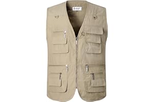 Luckyone Men's Summer Outdoor Vest Dog Vest with Many Pockets Multifunctional Vest for Hunting Fishing Camping Sleeveless Jacket Photography Hiking Vest