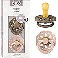 BIBS Boheme Soother 2-Pack. BPA Free. Round Nipple, Natural Rubber Latex, Made in Denmark. Size 1 (0-6 Months), Dark Oak/Blush
