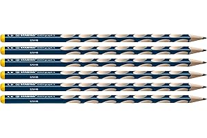 STABILO Lápiz triangular ergonónimo fino EASYgraph S - Caja con 6 unidades, dureza HB, color de cuerpo petroleo, modelo para Zurdos