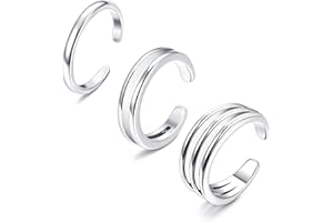 Sllaiss srebro wysokiej próby 925 Minimalistyczne pierścienie na palce zestaw dla kobiet poziome podwójne potrójne linie prosty pasek regulowany pierścień z otwartym noskiem pierścionek na kostkę rozmiar 5-8