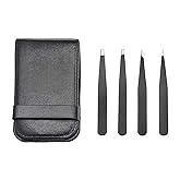 Amazon Basics Pinzetten-Set, professionell, Edelstahl, für Gesichtshaar, Wimpern, Augenbrauen, eingewachsene Haare, mit Reise
