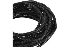 DMiotech 15m Wire Loom Split Tubing 6.5mm, Cord Protectors from Pet Flexible Conduit Cable Management for Office, Home, Garden, Black