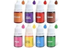 ‎VEZERD Vezerd 8 Farben Flüssige, Ungiftig 5ml Lipgloss Pigment Seifenfarbe, Lebensmittelfarbe epoxidharz farben set für DIY, Ton, Seife, Kerzen, Badebomben, Lippenbalsam Selber Machen