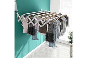 Vnook Edelstahl-Wäscheständer, Handtuchhalter, zusammenklappbar, einziehbar, Wandmontage, Wäscheständer, Kleidung, Outdoor, erweiterbare Wäscheleine, Wäschetrockner (Size : 120cm)