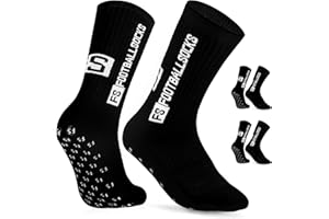 Dinjunxi Chaussette Antidérapante Foot 2 Paires Chaussettes Antiderapantes Homme Femme, EU 39-46 / UK 6-11, 75% Coton, Chaussette Sport pour Football Basket Rugby Yoga Trekking