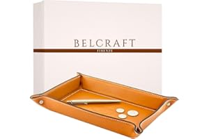 Belcraft Orvieto Svuotatasche in Pelle, Realizzato a Mano da Artigiani Toscani, Porta Oggetti, Marrone Chiaro (28x19 cm)