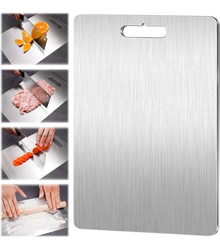 Set De 3 Planches à Découper En Titane Sans BPA – Double Face (viande/fruits), Antidérapantes, Lavables Au Lave-vaisselle