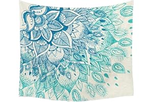 Nunubee Tapiz de tapicería Tapiz de Mandala Multicolor Colgante de Pared Indio Azul, sábana, Toalla de Playa de edredón, Hippie de Calidad(Modelo 1-130 * 150cm