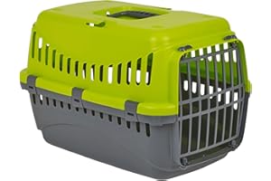 URBNLIVING Transportín de plástico ligero para mascotas con techo desmontable y asa (verde)
