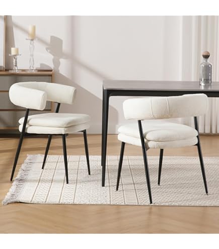chairus Fluwelen keukenstoel set van 2 zijeetkamerstoelen armloze kuipstoel met metalen poten (beige