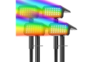 WELALO Solar Garden Lights, 28 LED Solar Color Changing Lights Outdoor Multi-Color RGB Landscape Spotlight, IP67 Waterproof Solar Powered Garden Lights 2-in-1 for Pathway Tree Decorations Christmas, 4 Pack