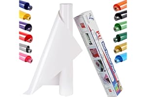 VEGIXO Heat Transfer Vinyl - White, 12in x 8ft Roll for Cricut & Heat Press, Easy to Cut & Weed, Design T-Shirts & Crafts
