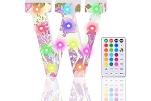 HIYAA Light Up Letters, Glitter LED Letter Lights 18 Color Changing Diamond Alphabet Sign Night Light with Remote Control for Girls Gifts Birthday Bar Wedding Party Christmas Valentine Wall Table Decor - W