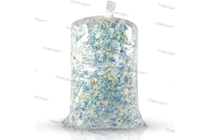 FOAM CRAFT® Shredded Foam Crumbs Soft & Comfortable Bean Bag Chair Filler, Multi Color High Density Foam Flakes Stuffing for Pillow, Dog Bed, Futon, Couch Cushion (1, Kilograms)