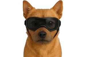 Fohuanky Gafas de sol ajustables para perros para razas pequeñas y medianas, con protección UV, para viajes, senderismo, diversión al aire libre (negro, S)