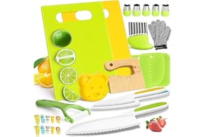 Oskuglin Utensilios de Cocina de Juguete, Juego de 28 Piezas, Cuchillos de Aprendizaje para Cortar Frutas y Verduras, Seguros para Niños a Partir de 2 Años