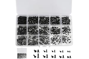 STOUCLA Lot de 450 vis à micro-boulons pour ordinateur portable, 15 tailles, pour ordinateur portable, PC, monture de lunettes, montres, noir