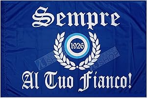 LIGUORO SHOP Bandiera Del Napoli Sempre Al Tuo Fianco 1926 Campione D'Italia Festa 3° Scudetto Cm 95x140 Calcio Tricolore