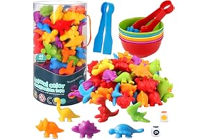 ANTOPM 58Pcs Counting Dinosaur Toys Set Matching Game with Sorting Bowls,Color Sorting and Sensory Preschool Educational Learning Toys,Montessori Math Skills Games Toys for Toddlers 3+ Years Old