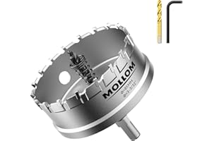 Mollom (85mm | 3-3/32'') Heavy Duty Carbide Hole Saw with 2 Pilot Drill Bits, Hole Cutter cuts Stainless Steel, mild Steel, Iron, Copper, Brass, Plastic