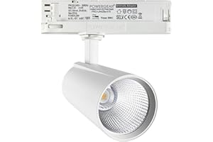 FOOC Foco de riel LED 30 vatios Trifásico 4 hilos Luz de riel giratoria y giratoria 4000K 2800lm Lámpara de techo de aluminio para sistema de riel de iluminación interior