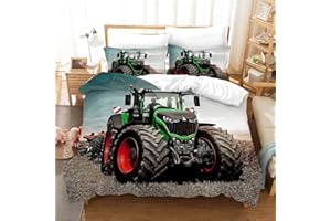AGMDNO GDGM Traktoren Bettwäsche 135x200 Jungen | Traktor & Mähdrescher Design Kinderbettwäsche,Kissenbezug Bettbezüge Mit Reißverschluss, 2 Teilig (A03,155x220cm+80x80cmx2)