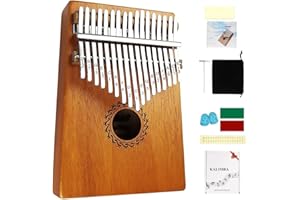 FLSEPAMB Kalimba 17 Schlüssel, Kalimba Instrument mit Lernpaket, Professionelle Daumenklavier Kalimba für Kinder und Erwachsene (Braun, Mahagoni)