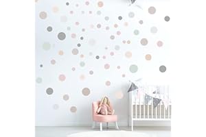 ELES VIDA Adesivo murale 100 punti per la camera dei bambini - set di adesivi murali - colori pastello, punti da incollare adesivo da parete decorazione murale, Beige - Torrone - Verde Polvere - Rosa