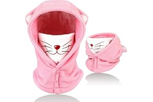 AYPOW Cagoule d'hiver Thermique pour Enfants 4-12 Ans, Multifonction Coupe-Vent Masque de Ski, Bonnet en Polaire Chaude, Casquette Cache-Cou Tour de Cou écharpe pour Garçons Filles Plein Air