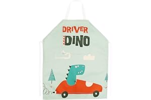 FenFang Fartuch dziecięcy dla chłopców i dziewczynek, fartuch dla dzieci do malowania z kieszeniami, fartuch kucharski z dinozaurami, fartuch malarski, fartuch kuchenny, fartuch warsztatowy,