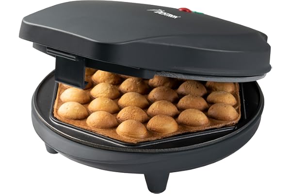 Bestron Gaufrier à bulles - Gaufrier à bulles - À remplir de glace, de chocolat ou de fruits - Avec lumière de cuisson et revêtement anti-adhésif - 700 W - Couleur : noir mat