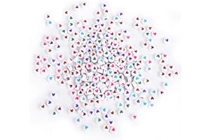 Naler 300pcs Round Beads, 7mm Beads Spacer Bead with Heart for Jewelry Making Finding Art Craft DIY Decoration, Multicolor