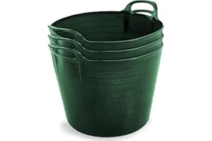 NEAT. Neat Plastics 42L Flexi Tubs 3 Pack - Large Garden Tubs with Handles, Heavy Duty, Ideal Bath & Flexi Bucket, Durable Flexible Buckets for Home & Garden (Green)