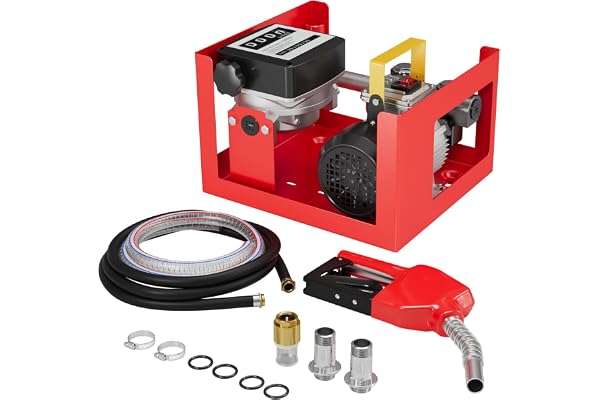 Wiltec Pompe à fuel ou gasoil bio mobile – Autoaspirante – 230 V / 550 W – 60 l/min / 2800 tr/min – avec Pistolet, Compteur, Tuyaux, Châssis de montage et Accessoires