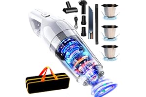 SRAYG Handstaubsauger, 15000Pa Handstaubsauger Akku Beutellos Nass Trocken Testsieger, Autostaubsauger 120W Kabellos Handsauger Mini Staubsauger für Auto, Haus, Tierhaare,Waschbarer Filter [Stark A+]