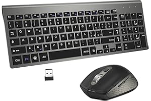 GALENMORO Tastiera e Mouse Wireless - Italiana QWERTY USB Ergonomica Compatta Full-Size con Number Pad Tastiera Wireless Silenzioso Mouse per Windows PC/Laptop/Surface (Nero)
