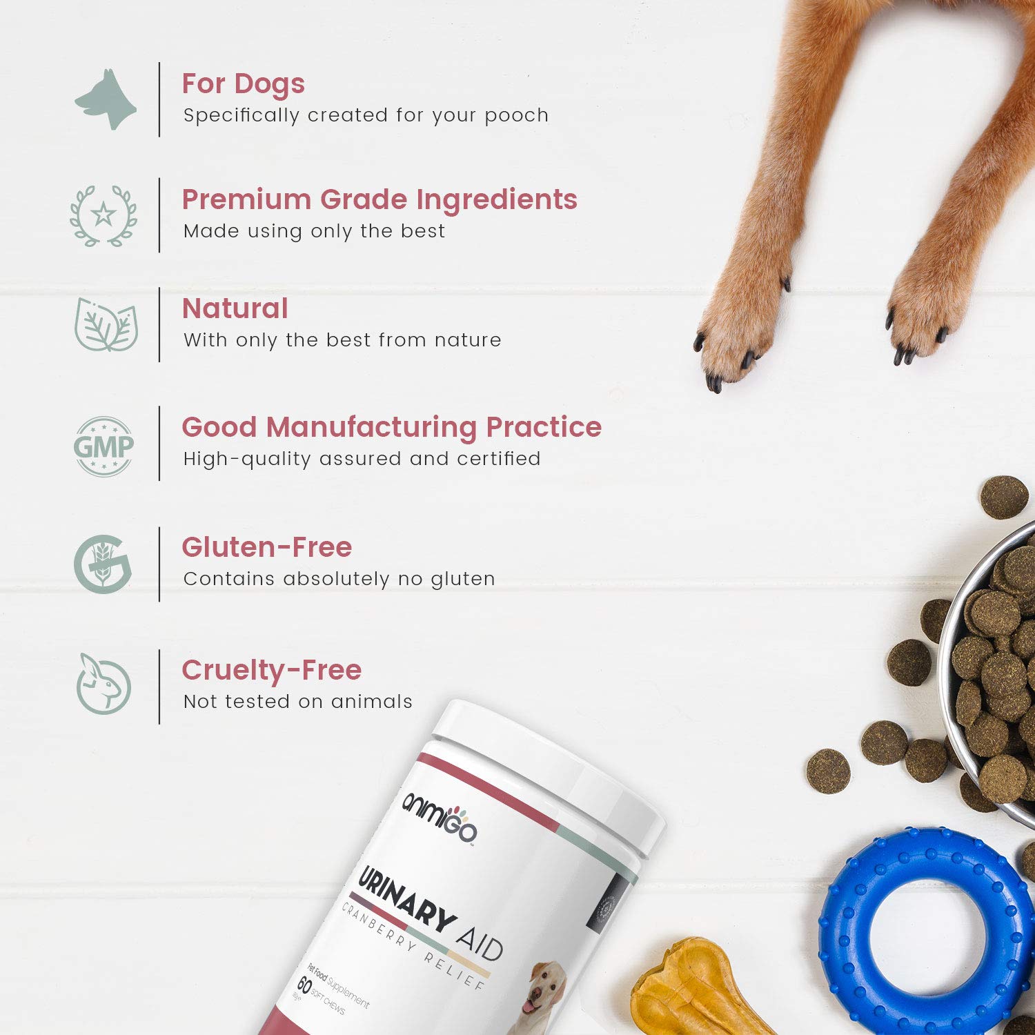 Animigo Urinary Aid for Dogs Incontinence Supplement for Urine