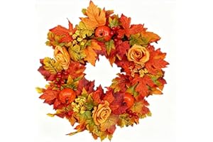 Nexum Türkranz Trockenblumen 30cm Willkommenskranz die Haustür Willkommensschild Haustür Iron Wooden Türkranz Ganzjährig Hängende Dekoration Fenster Deko (Herbst)