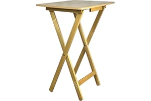 PREMZO Folding square travel Table Smart Moveable Light weight Wooden Bed side X Shape Legs Laptop Tv Coffee Snack Drink Strudy Camping garden Free Standing